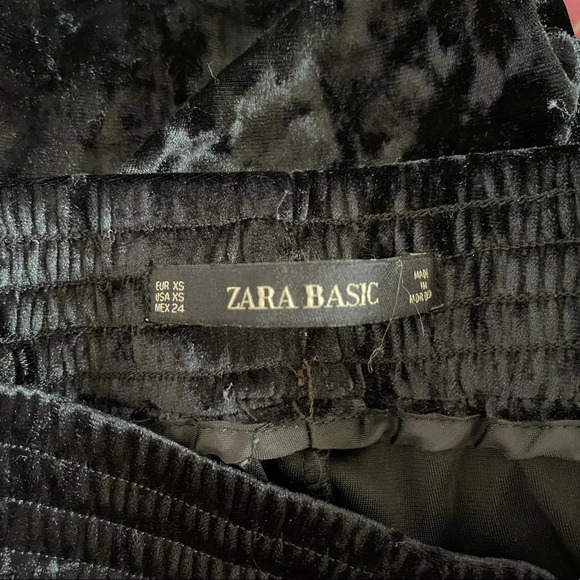 Zara Basic Black Striped Side High Rise Velvet Jogger Sweatpants Xsmall Women’s - Picture 8 of 10